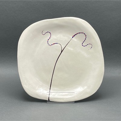 Vintage kris b Studio Art Pottery Abstract Freeform Ceramic Serving Platter-image