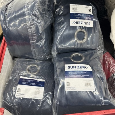 Sun Zero Broderick Theater Grade Blackout Curtains, 2-pack, navy blue 104X96-image