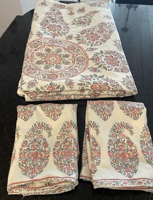 Pottery Barn Remy Paisley Full/Queen Duvet Cover & Std Sham Pair~Reversible~EUC-image