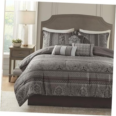  Bellagio Cozy Comforter Set - Luxurious Queen (90 in x 90 in) Bellagio Grey-image