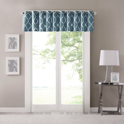 Madison Park Saratoga Light Filtering Fretwork Print Grommet Top Window Valance-image