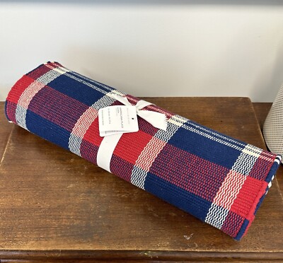 Pottery Barn AMERICANA PLAID COTTON TABLE RUNNER 18