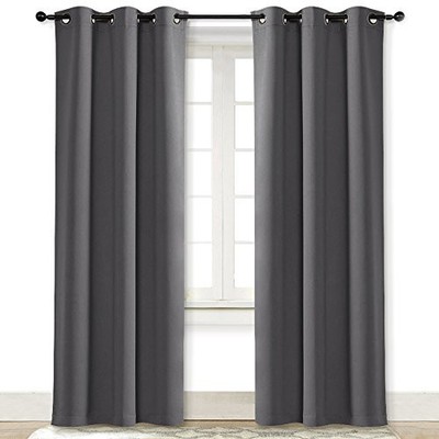 Gray Curtain Blackout Drape Panel 3 Pass Microfiber Noise Reducing Thermal In...-image