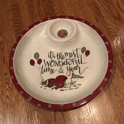 New! Texas A&M Aggies Melamine Chip & Dip Bowl Tailgate Party 14” Magnolia Lane-image