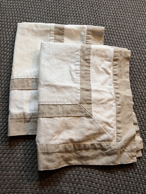 Pottery Barn Linen Blend Sham Set of 2, White and Tan, Standard-image