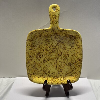 Vintage 1970’s Retro Home Studio Pottery Charcuterie Serving Plate Yellow-image