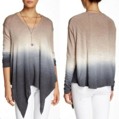Young Fabulous & Broke Gabby Ombre Asymmetrical Dip Dye Top SM Oversized Sweater-image