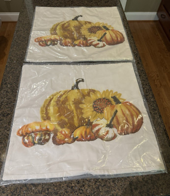 Pottery Barn PUMPKIN SUNFLOWER Embroidered Pillow Cover - NWT-image