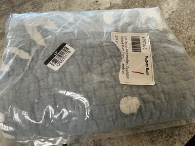 Pottery Barn Lilo Handcrafted Cotton Quilted euro sham~Chambray Blue-NIP-image