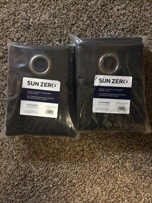 2 - Sun Zero Home Theater Grade Blackout Coal Panels - 52 x 95 As Pictured-image