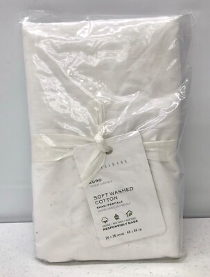 NEW Pottery Barn Spencer Washed Organic Percale EURO Sham~White-image