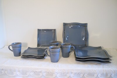 STUDIO NOVA MYSTIC COVE BLUE HA103 CHINA 12 Piece Set 3 Pc Pl Setting Serv for 4-image