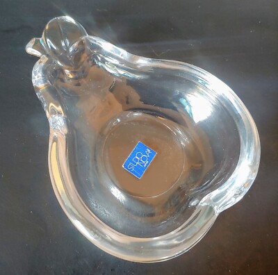 Vtg Crystal Glass Studio Nova Trinket Jewelry Bowl Dish Vanity Pear Fruit Japan-image