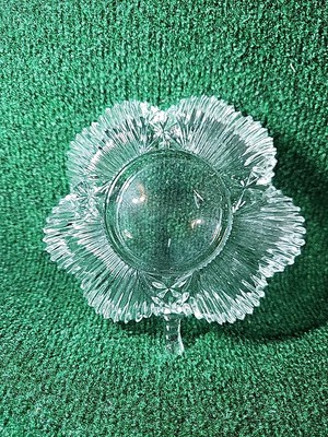 Vintage cut glass flower shaped crystal bowl with stem handle-image