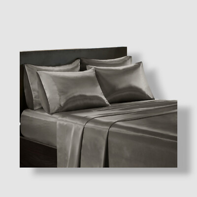 Madison Park Gray Satin Luxury 6-pc Queen Sheet Set-image