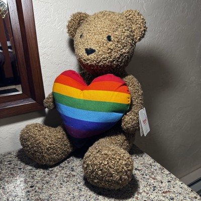 NWT NEW Pottery Barn Trevor Project Heart Teddy Bear Pillow Plush Support LGBTQ-image