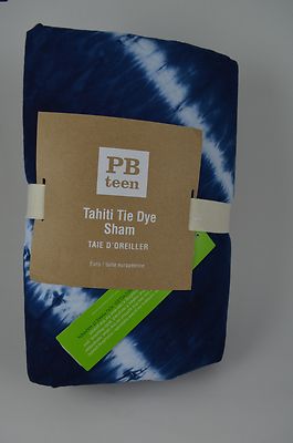 Pottery Barn Teen Kids Tahiti Tie Dye Quilted Sham Euro Blue #1-image