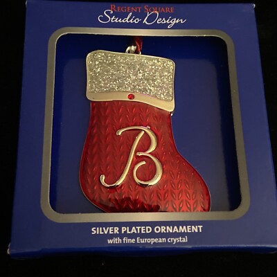 REGENT SQUARE STUDIO DESIGN B INITIAL ENAMEL PATTERN CHRISTMAS HOLIDAY ORNAMENT-image