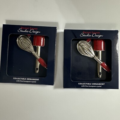 2 Regent Square Studio Design Whisk & Spatula Holiday Christmas Ornament NIB-image