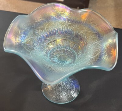 Northwood Loaded with color Ice Blue Pastel Hearts and Flowers Compote-image