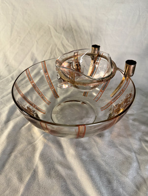 Rare Georges Briard 3-Piece Glass Entertaining Set – Large Bowl + Hanging Dish-image