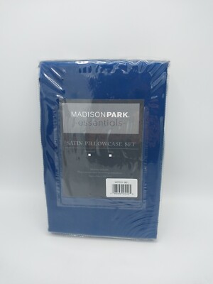 Madison Park Essentials Satin Pillowcase Set  Dark Blue Standard -image