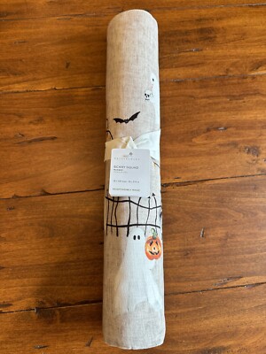 Pottery Barn Halloween Scary Squad Organic Cotton Table Runner NEW w/tags-image