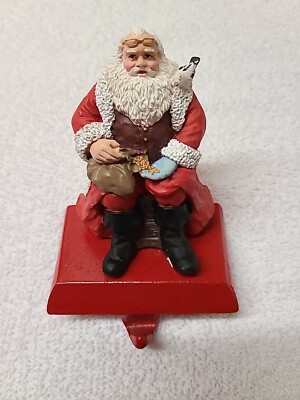 Vintage Cast Iron Stocking Holder, Studio Collection, Santa's Animal Kingdom By-image