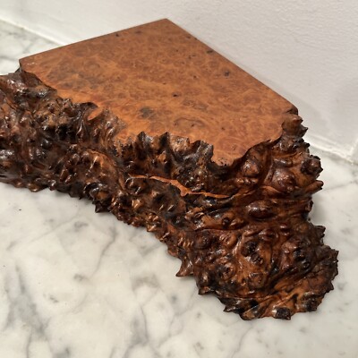 Michael Elkan Studio Hand Carved 9” Burl Wood Trinket Jewelry Box Lid Dish Bowl-image