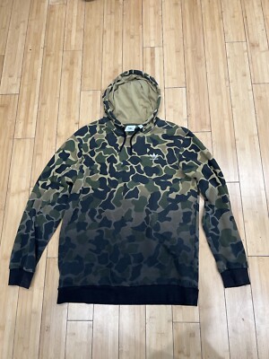 Adidas Originals Camo Dip Dye Pullover Hoodie Brown Fleece Ombre Men's Large-image