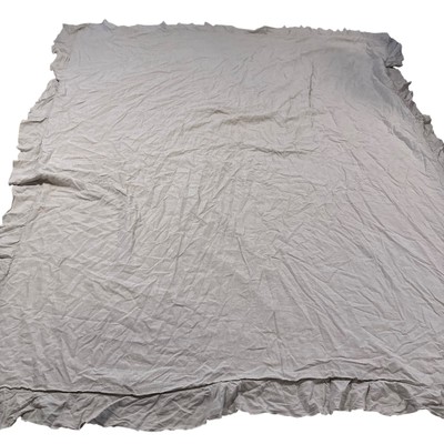 Pottery Barn Belgian Flax Linen Beige Ruffle Trim Duvet Bed Cover King 108x92-image