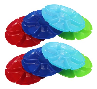 8 Black Duck Chip N Dip Hard Plastic 12-Inch Round 7-Section Serving Trays! A...-image