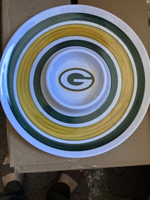 Green Bay Packers Chip And Dip Plate Platter Melamine NOS-image