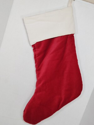 Pottery Barn Christmas Stocking Classic Red White Plain -image
