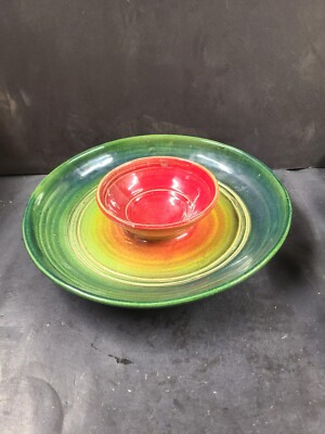 Adama Pottery Clay Chip And Dip Party Platter Minnesota Rainbow-image