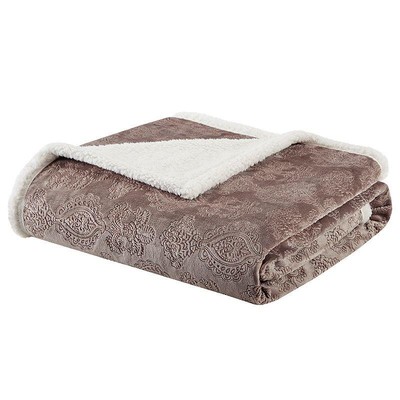 Madison Park Elma Luxury Oversized Textured Plush Throw Brown 60x70