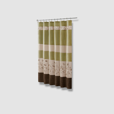 Madison Park Green Serene Floral Embroidered Shower Curtain, 72
