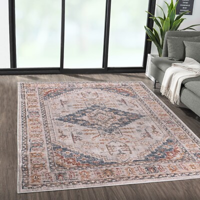 Madison Park Vintage Medallion Woven Area Rug for Living Room  Entryways Decor-image