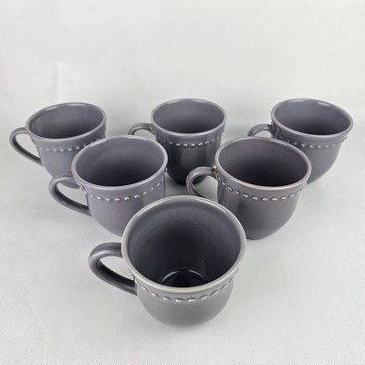 (6) Pottery Barn Emma Purple Lilac Beaded Coffee Mug Made In Portugal-image