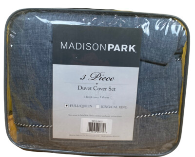 Madison Park Ravin 3 Piece Cotton Yarn Dye Duvet Cover Bedding Set Full/Queen-image