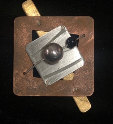 Studio Artist Modernist Mixed Metal Geometric Pin Brooch-image