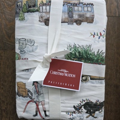 Pottery Barn National Lampoon’s Christmas Vacation KING Sheet Set NEW With Tags-image