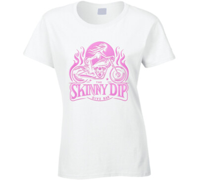 The Skinny Dip Dive Bar Pink Hoodie Food Drinks Ladies T Shirt-image