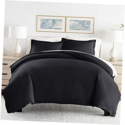  Duvet Cover Queen () - Experience Hotel-Like Comfort with Queen/Full Black-image