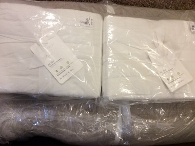 Pottery Barn 2 Bliss Handcrafted Euro Quilted Shams White Linen~Cotton-image