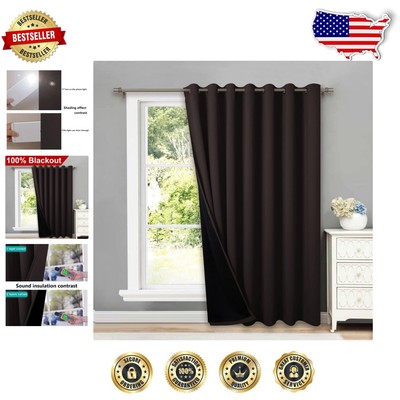 Extra Wide Heavy-Duty Brown Blackout Curtain for Sliding Glass Doors - 100 x 95-image