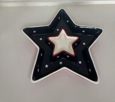 Star Chip Dip Tray Platter - July 4th - American Red White Blue Patriotic Party-image