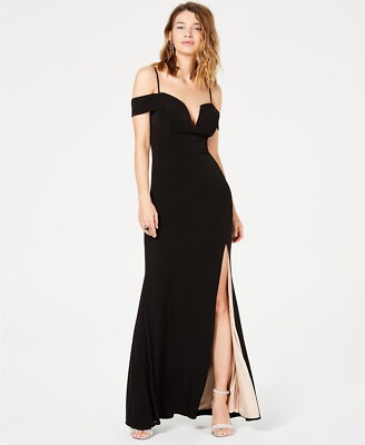 City Studio Juniors' Off-The-Shoulder Gown Black/Peach Size 13 $89-image