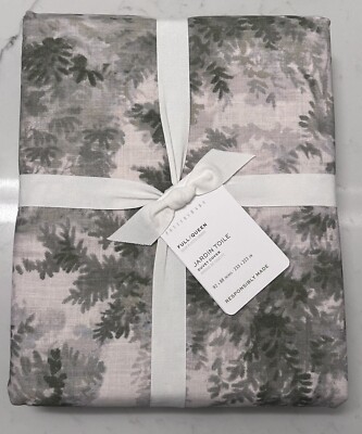 POTTERY BARN Jardin Toile Cotton FULL/QUEEN Duvet Cover - Green-image