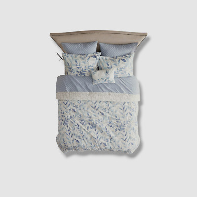 Madison Park Essentials Blue Sofia Reversible 8 Piece Comforter Set- Full-image